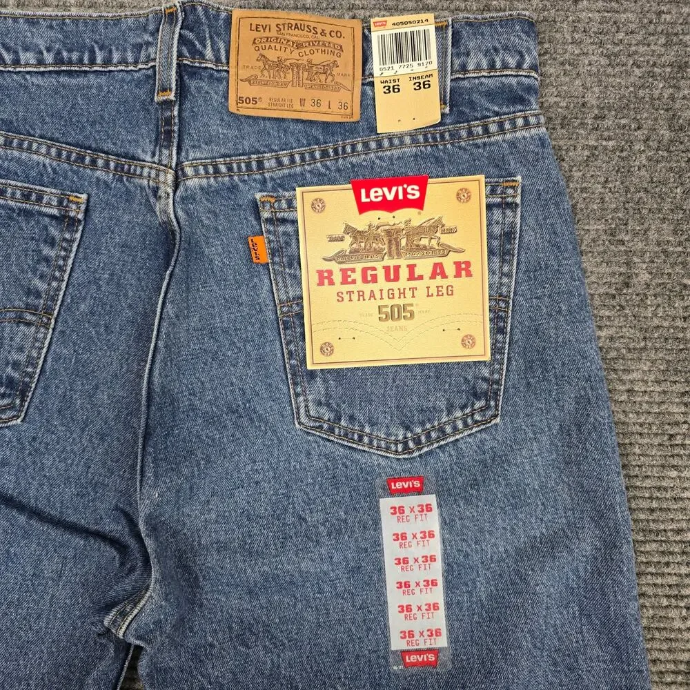 Vintage 90s Levi's 505 Jeans USA Orange Tab NWT Deadstock 36x36 Regular Straight